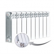 Биметаллический радиатор Rifar Base Ventil 350, 9 секций, с нижним левым подключением