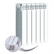 Биметаллический радиатор Rifar Base Ventil 500, 6 секций, с нижним левым подключением