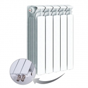 Биметаллический радиатор Rifar Base Ventil 500, 5 секций, с нижним правым подключением