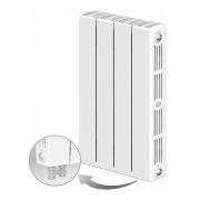 Биметаллический радиатор Rifar Supremo Ventil 500, 4 секции, с нижним левым подключением